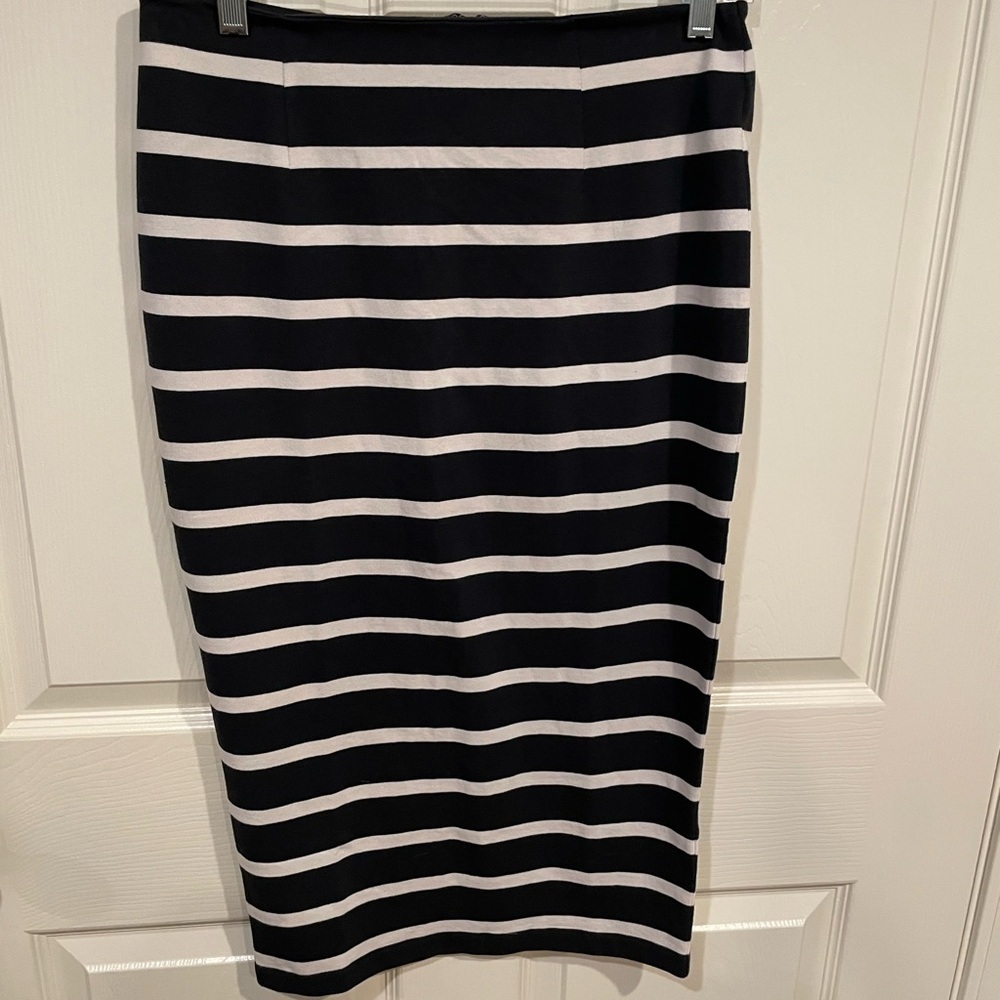 J Crew Cotton Striped Black and White Pencil Skirt - Picture 3 of 12